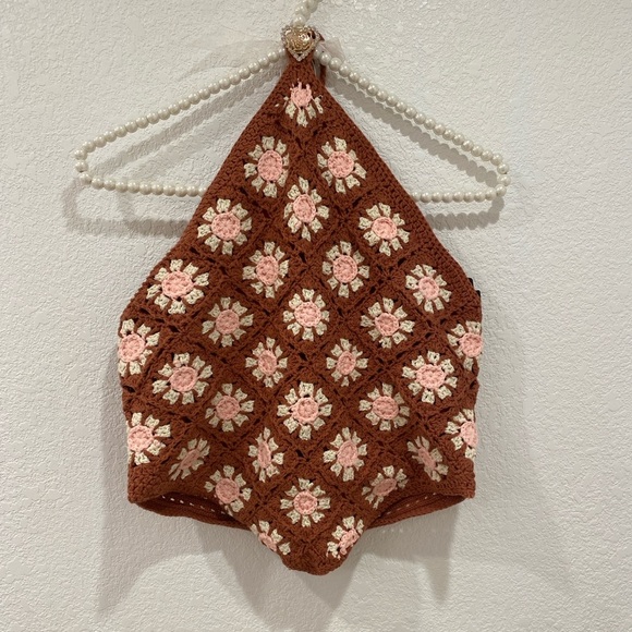 Pink lily loved by you brown halter neck size L NWOT - Picture 2 of 6